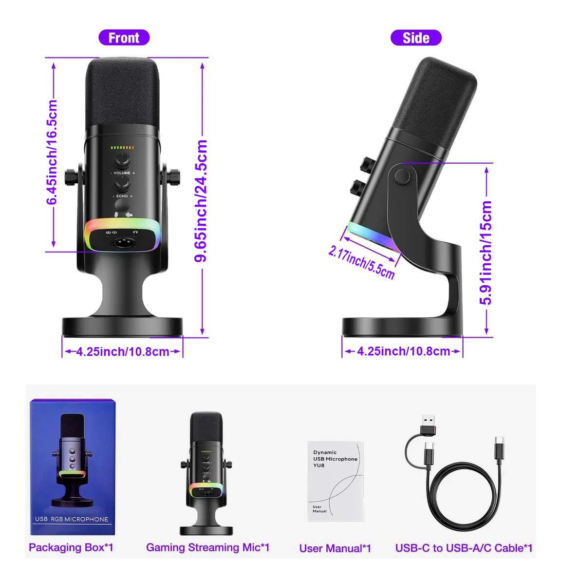 USB/XLR Dynamic Microphone for - Gaming Headset Rgb 评论和价格