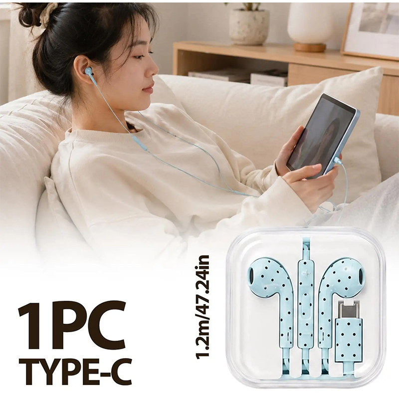 In-ear Earphone With Polka Dot - Wired Earphone Mic 评论和价格